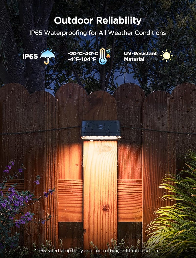 Govee Outdoor Deck Lights, Smart WiFi Outdoor Lights Work with Alexa, Google, Matter, App Control, IP65 Waterproof, Color Changing Fence Lights for Fence, Patio Decoration, Wired 18 Packs (112ft) - Image 5